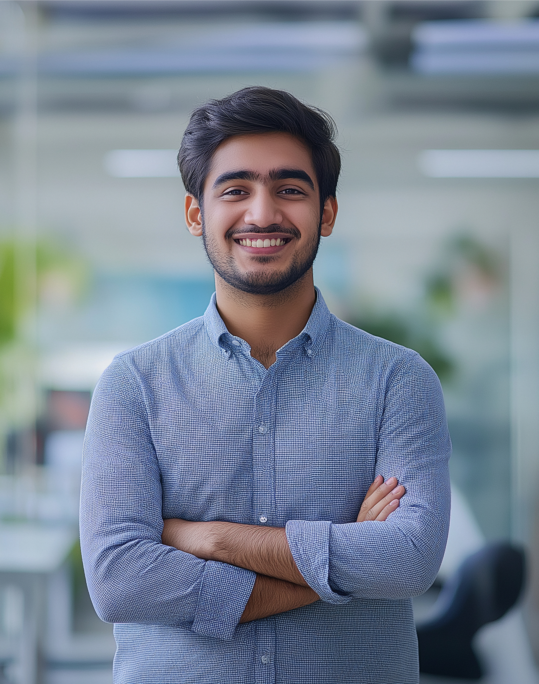 Confident professional in a modern financial district